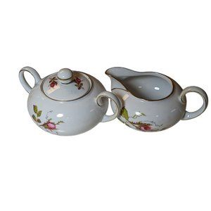 Eschenbach   Bavaria Germany Cream & Sugar Set  White Pink Flowers Roses